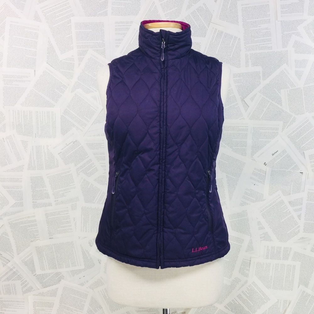 LL Bean Purple Quilted Vest XS Reg